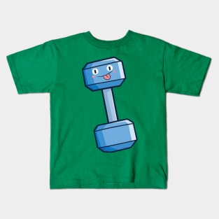 Cute dumbbell cartoon character mocking Kids T-Shirt